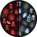 Merkloos / Sans marque Billiet - Vanlaere Kerstballen 34x st - 3 cm - donkerrood en donkerblauw - kunststof
