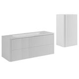 3xE living set de salle de bain lavabo + demi-colonne 120 cm, blanc