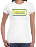 Bellatio Decorations Verkleed T-shirt voor dames - Zweden - wit - supporter - themafeest XXL