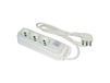 Fanton 47460 meervoudige stekkerdoos Omega stekkerdoos 3 stopcontacten 16 A - kabel 1,5 m - Italiaanse grote teamstekker - schoen + bipolaire lichtschakelaar wit Made in Italy