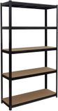 Merkloos Relaxdays Stellingkast - 200 x 120 x 50 cm - 875 kg - steeksysteem - zwart-bruin