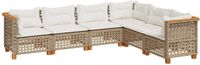 vidaXL 6-delige loungeset met kussens, polyrattan, beige