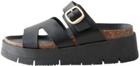 Next - Dames - Leren sandalen met gesp en bandjes - Zwart