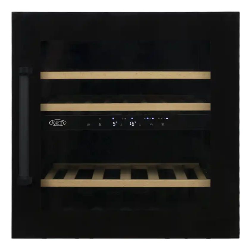 Boretti MLWC60ZW Wijnklimaatkast inbouw 60cm, 2 zones, 28 flessen, ZW