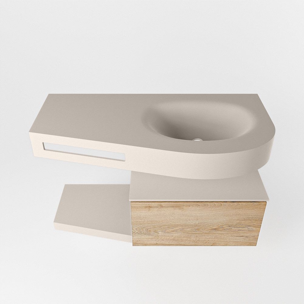 Mondiaz Riva Dulcet badkamermeubel rechts 100 cm linen en washed oak