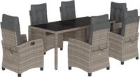 vidaXL 7-delige tuinset met kussens, grijs, polyrotan