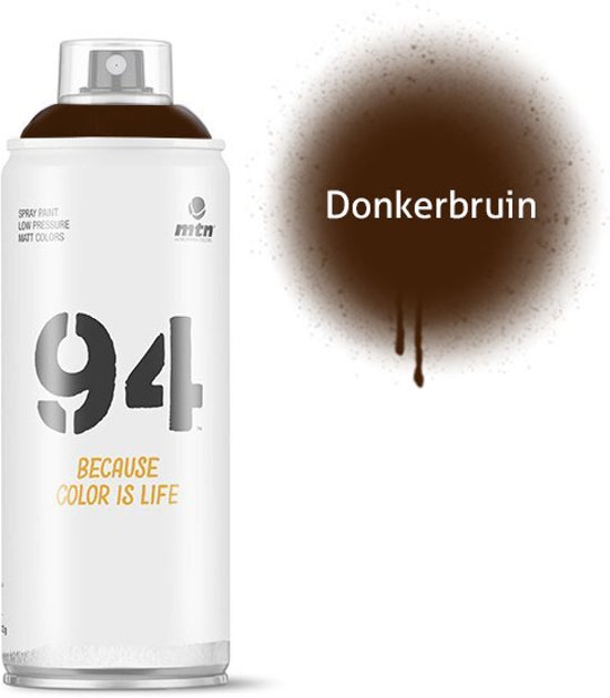 Montana-Colors 1x MTN94 spuitbus - 400ml spuitverf - Donkerbruin - Lage druk en matte afwerking - Spuitverf voor binnen en buiten gebruik voor vele doeleinden zoals klussen graffiti hobby en kunst