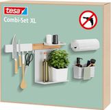 Tesa Keukenorganizer Set XL Strip Bamboe Wit met Pot Planken Organizer Houder – Keuken