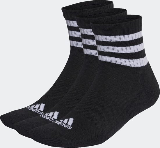 adidas Sportswear 3-Stripes Cushioned Sportswear Mid-Cut Sokken 3 Paar - Unisex - Zwart - 46-48