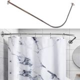 Tanxih Hoek douchegordijnstang verstelbaar roestvrij staal L-vormig rek boor vrij te installeren voor badkamer, badkuip, kledingwinkel (zilver, 70-100 cm x 120-165 cm)