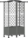 vidaXL Verhoogd bed met trellis en dak lichtgrijs 122 x 40 x 144 cm PP