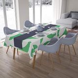 Bonamaison Tafelkleed, Anti-Mold, Sneldrogend, Waterdicht, 100% Polyester Tafellaken, Petroleum Groen, Wit, 140 x 200 Cm
