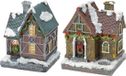 Merkloos / Sans marque Koopman International 2x Kersthuisjes/kerstdorpje met gekleurde verlichting 13 cm