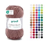 Gründl Wol Cotton Quick uni - dunne wol voor haken - breigaren - haakgaren - glanzend en huidvriendelijk - 100% katoen - 1 kluwen 50 g / 125 m - naalddikte 3-4 - koffie