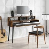 vidaXL Studiobureau, Gerookt eiken, 110 x 42,5 x 36 cm, Bewerkt hout