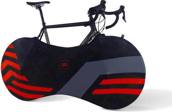 Velosock Fietshoes Fietsbeschermhoes Racefietsbeschermhoes – Red Lines – Geschikt voor Racefietsen Mountainbikes – Stadsfietsen Past op 99% van Alle Volwassenenfietsen - Wasbaar