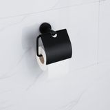 FortiFura Calvi porte-rouleau de papier toilette - avec abattant - noir mat