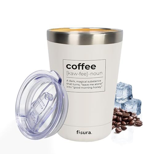 Fisura - Originele thermosbeker "Coffee" - Witte thermobeker voor afhaalkoffie - 310 ml - Roestvrij staal - BPA-vrij