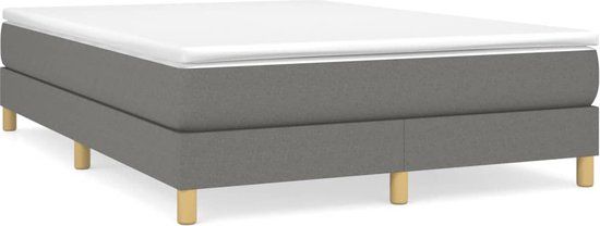 vidaXL Boxspring met matras stof donkergrijs 140x200 cm
