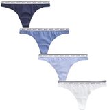 Next - Dames - Set van 4 katoenen strings met logo - Blauw