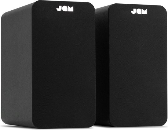JAM AUDIO Bluetooth Boekenplank luidsprekers - Compact, Mains Powered Dual Speaker System, Aux-in Functie, 4 "Driver, High Definitition Versterkers, Rijkere Bas, Fijnere Akoestiek - Zwart zwart