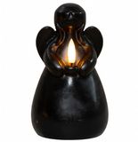 LED herdenkingskaars engel - noir - 14 x 8 cm - avec minuterie - à piles