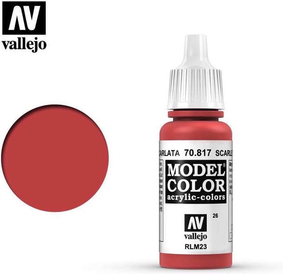 Vallejo 70817 Model Color Scarlet - Acryl Verf flesje