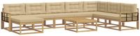 vidaXL - Hoek loungeset - 8 zitplekken - Wit en Beige - Acacia Hout
