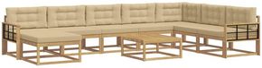 vidaXL - Ensemble de salon d'angle - 8 places assises - Blanc et Beige - Acacia Bois