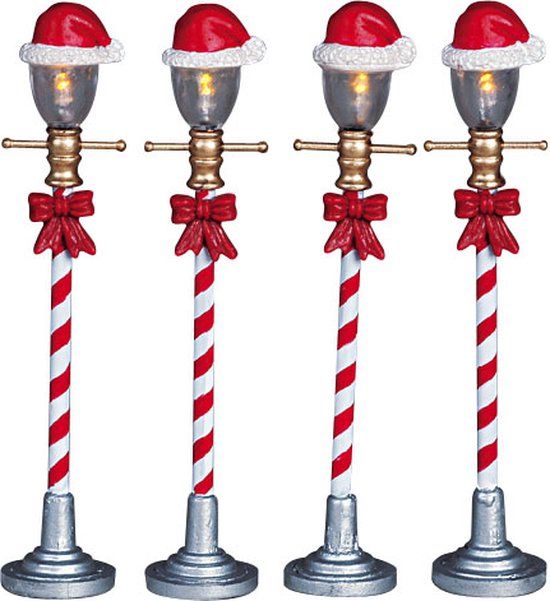 Lemax Santa Hat Street Lamp - Set Of 4 - B/o (4.5v)