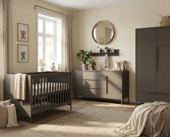 Born Lucky Lissabon Meegroei Babykamer 3 Delig Compleet – Baby bed 70x140 cm – Commode – Kast – Chocolate