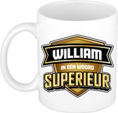 Bellatio Decorations Naam mok William - wit - Superieur - keramiek - 300 ml - collega beker - cadeau