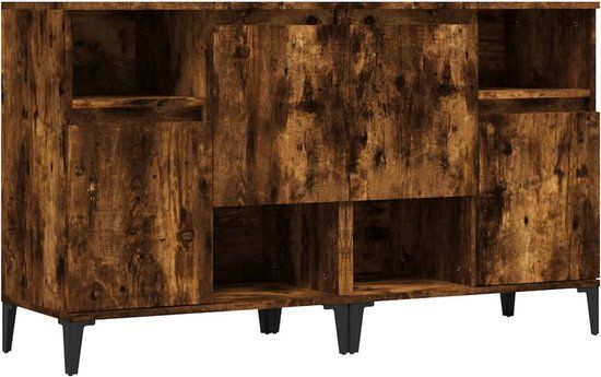 vidaXL Dressoirs 2 st 60x35x70 cm bewerkt hout gerookt eikenkleurig