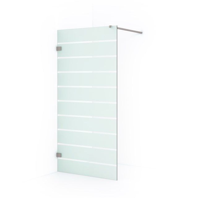 Maxaro Inloopdouche Diamond 90cm 8mm Helder Veiligheidsglas met Matte Strepen Geborsteld RVS