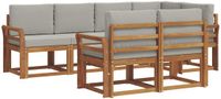 vidaXL Hoek loungeset 7 zitplaatsen Acacia hout Naturel en lichtgrijs