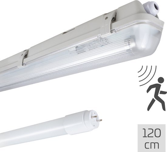 Led's light armatuur IP65 120cm met sensor incl. 18W TL 4000K