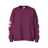 PIECES Curve Plus Size pull oversize avec texte - violet/rose
