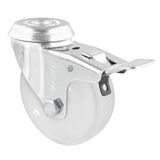 WAGNER 23360001 zwenkwiel met ruggat, diameter 100 mm, hoogte 125 mm, met vergrendeling, verzinkt staal, wit, draagkracht 75 kg