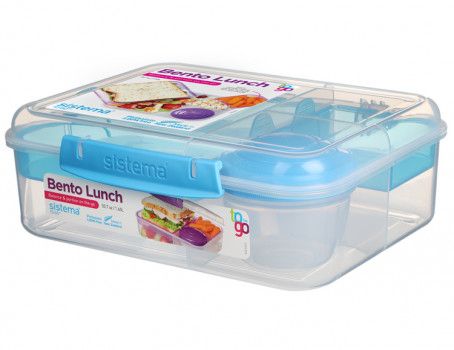 Sistema To Go Bento Lunch Box - 1.65L - Blue/Transparent