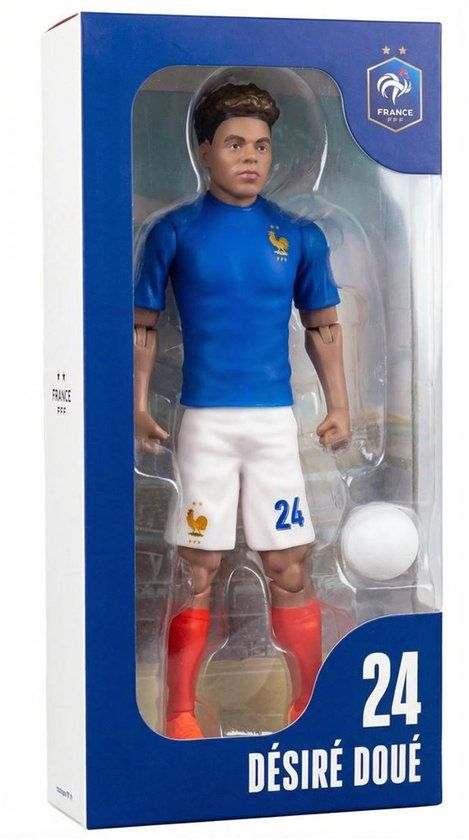 Megableu – 20 cm Désiré Doué – Actiefiguur voetbal – Met bal