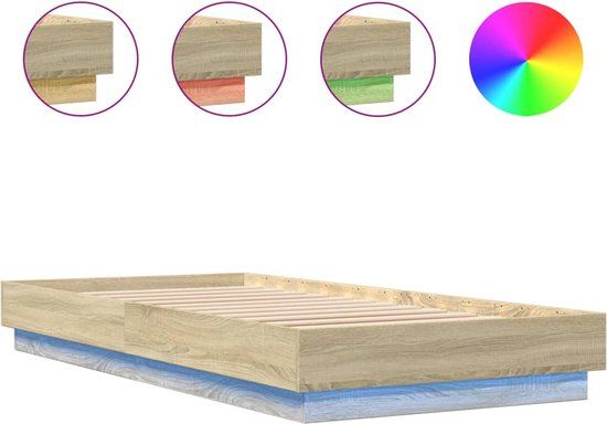 VidaXL Bedframe met LED-verlichting, Sonoma Eiken, 100x200 cm