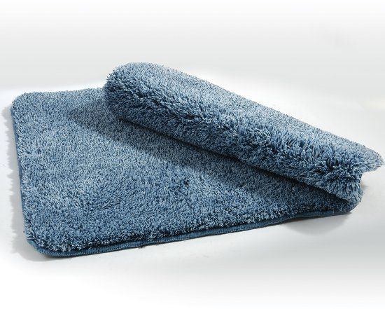 Spirella Badmat – Antislip Douchemat voor de Badkamer – Wasbare Badkamer Mat – Warm en Zacht – Blauw