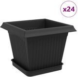 vidaXL Plantenpotten - 24 stuks - Zwart - Kunststof