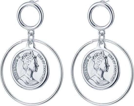 LGT JWLS LGT Jewels Cirkelvormige Damesoorbellen met Interne Munt Zilver