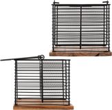 5Five Bestek organizer rekje - 2x - 3 vakken - staal/acaciahout - zwart - 29 x 19 cm - bestekbak