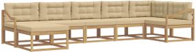 vidaXL Ensemble de canapé d'extérieur 7 pièces blanc et beige