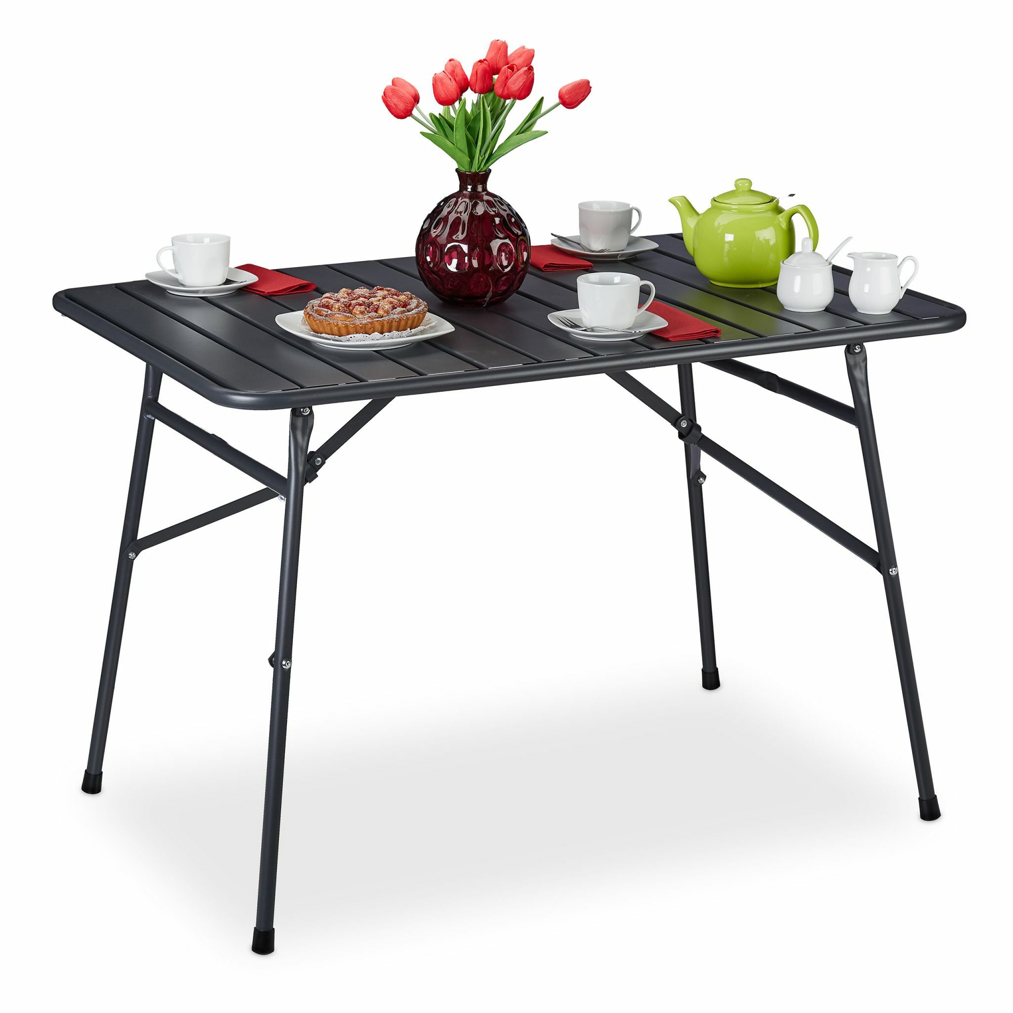 Relaxdays Inklapbare tuintafel metaal - klaptafel weervast - terrastafel - campingtafel