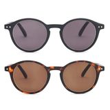 OPULIZE REY Zonnebril - 2-Pack - Retro Rond Montuur - Matzwart, Bruin Schildpadpatroon - Heren Dames - Veerscharnieren - SS56-12