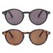 OPULIZE REY Zonnebril - 2-Pack - Retro Rond Montuur - Matzwart, Bruin Schildpadpatroon - Heren Dames - Veerscharnieren - SS56-12