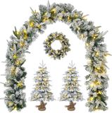 vidaXL Mini Sapin de Noël 45 cm 125 LED's Blanc Chaud PVC et PE Vert et Blanc